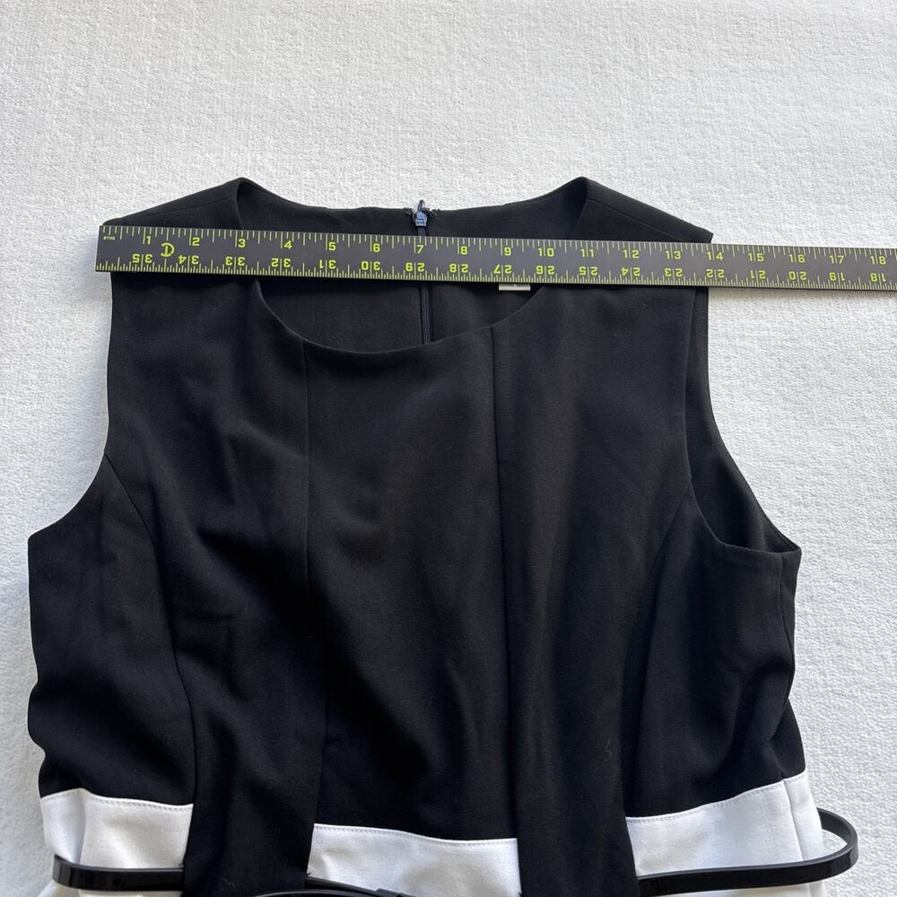 Calvin Klein Black Black Blue Sleeveless Fit & Flare‎ Dress 8 Belted Colorblock - Picture 3 of 8